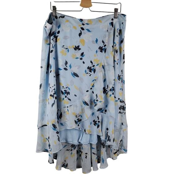 Lane Bryant Baby Blue Floral Ruffle Hem Midi Skirt Size 18/20 NWT Whimsical - Picture 2 of 9